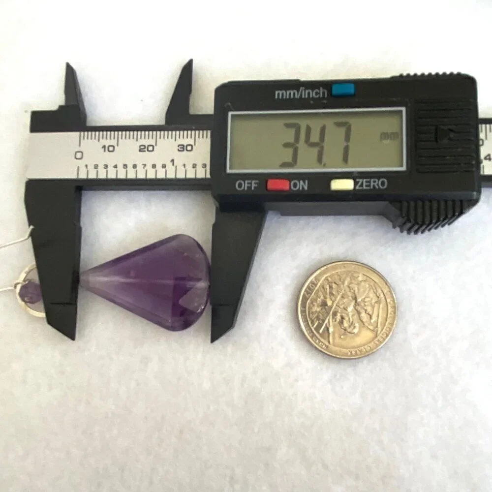 Deb Guyot Sterling Silver 925 Chunky Faceted Teardrop Amethyst Dangle Earrings